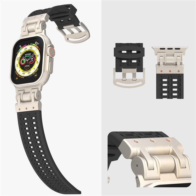 For Apple Watch 10 46mm / Ultra 2 / Ultra 49mm / 9 8 7 45mm / SE (2023) SE (2022) SE 6 5 4 44mm / 3 2 1 42mm Silicone Watch Band Dual Claw - Grey