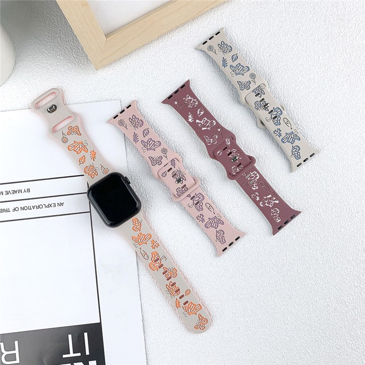 For Apple Watch 10 46mm / Ultra 2 / Ultra 49mm / 9 8 7 45mm / SE (2023) SE (2022) SE 6 5 4 44mm / 3 2 1 42mm Silicone Strap - White+Pink