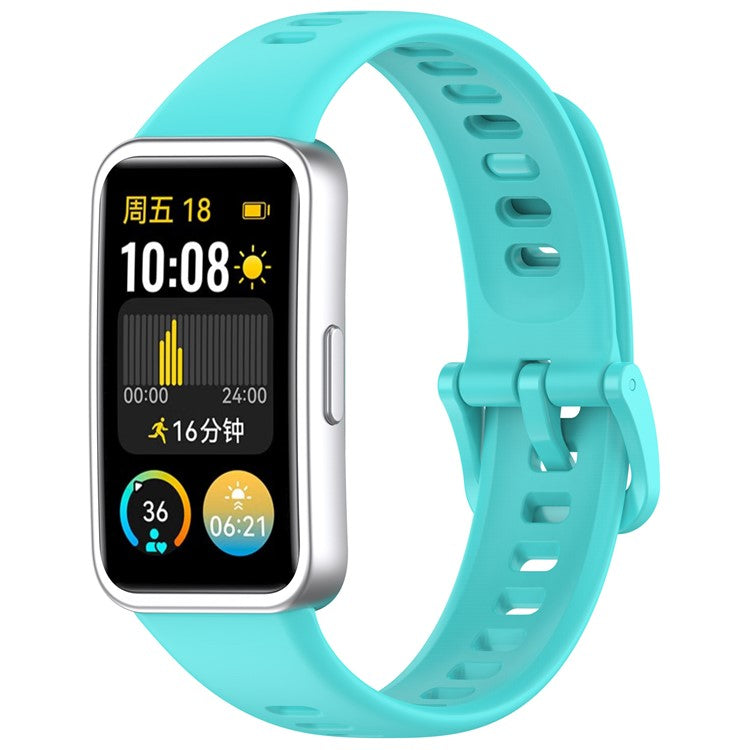 For Huawei Band 8 / 8 NFC / 9 / 9 NFC Glossy Silicone Watch Strap Replacement Watchband - Teal Blue