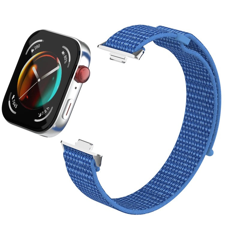 For Huawei Watch Fit 3 Watch Strap Magic Tape Nylon Wrist Band - Indigo