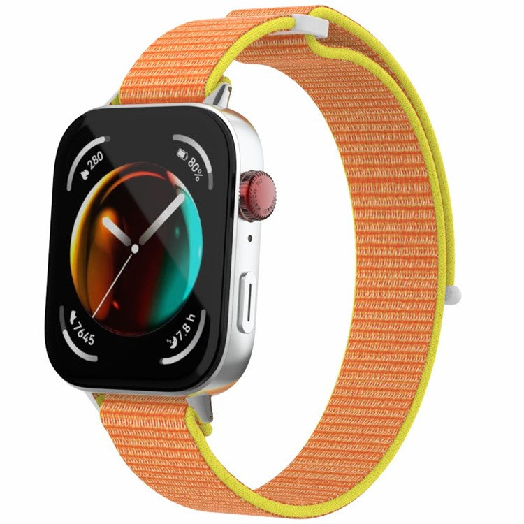 For Huawei Watch Fit 3 Watch Strap Magic Tape Nylon Wrist Band - Yellow