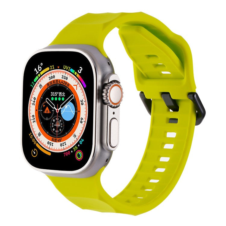 For Apple Watch 10 46mm / Ultra 2 / Ultra 49mm / 9 8 7 45mm / SE (2023) SE (2022) SE 6 5 4 44mm / 3 2 1 42mm Silicone Watch Strap - Fluorescent Green