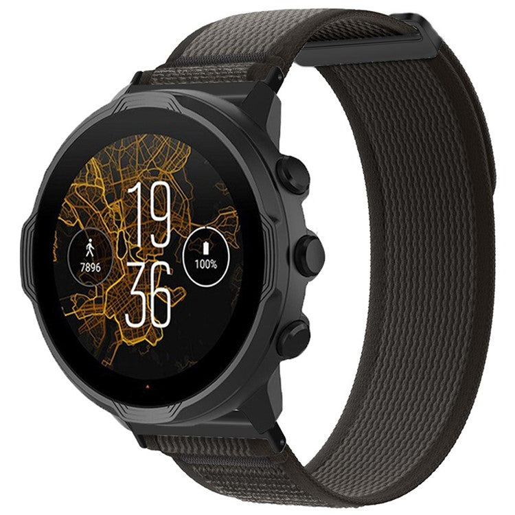 For Suunto Spartan Sport Wrist HR Baro / Suunto 9 Nylon Watch Band 24mm Loop Fastener Strap - Black