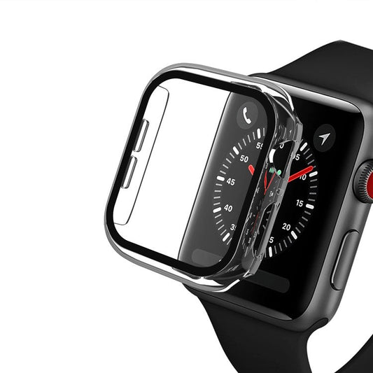 Plating Frame PC + Tempered Glass Watch Case for Apple Watch Series 3/2/1 42mm - Transparent