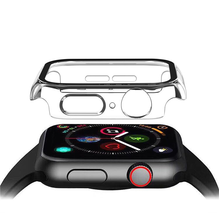 Plating Frame PC + Tempered Glass Watch Case for Apple Watch Series 3/2/1 42mm - Transparent