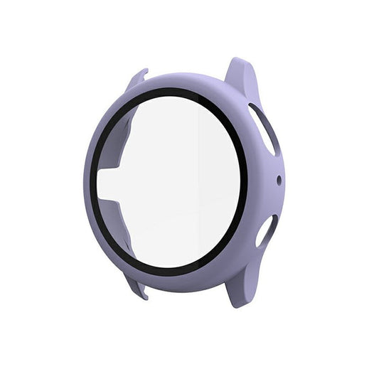 Rubberized PC Frame Intergrated Tempered Glass Screen Protector Smart Watch Cover for Samsung Galaxy Watch Active2 44mm - Purple