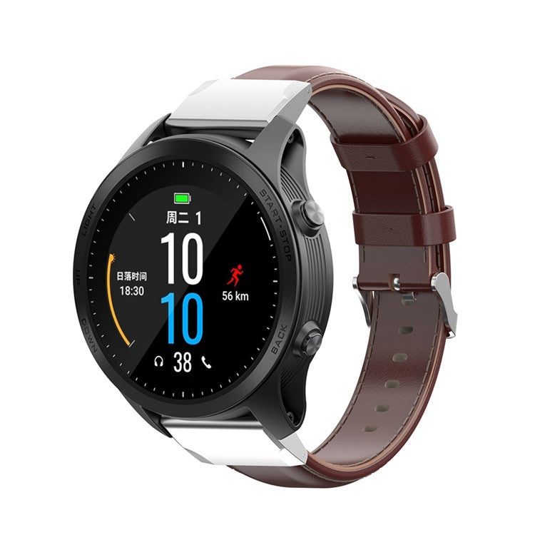 26mm Oil Wax Texture Cowhide Leather Watch Band for Garmin Fenix 6X Pro - Brown