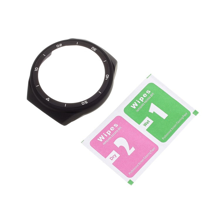 Rubberized PC Frame Intergrated Tempered Glass Screen Protector Smart Watch Cover for Huawei Watch GT 2e - Black