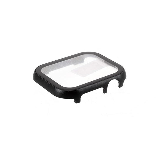 All-round Quality Metal Watch Cover + Tempered Glass Screen Protector for Apple Watch Series 4 / 5 / 6 44mm / SE 44mm / SE (2022) 44mm - Black