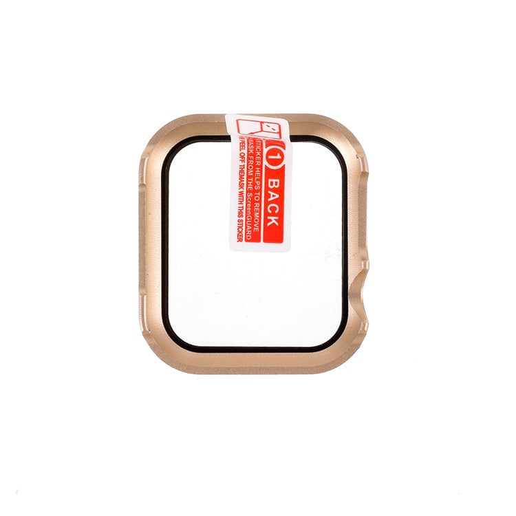 All-round Quality Metal Watch Cover + Tempered Glass Screen Protector for Apple Watch Series 4 / 5 / 6 44mm / SE 44mm / SE (2022) 44mm - Gold