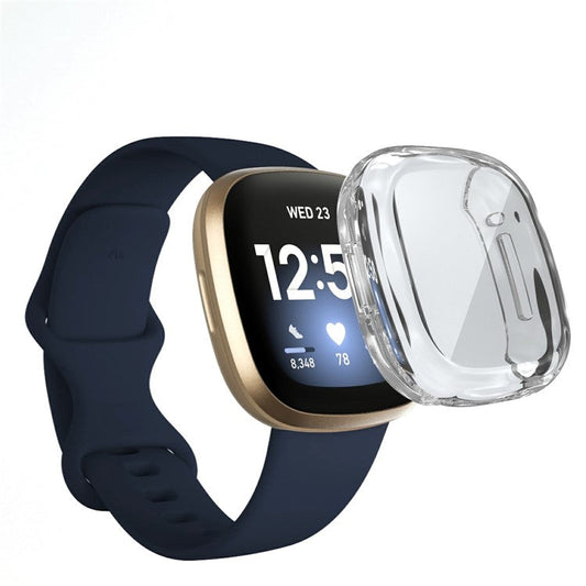 All-round Case for Fitbit Sense/Versa 3 Protective Electroplating TPU Watch Cover  - Transparent