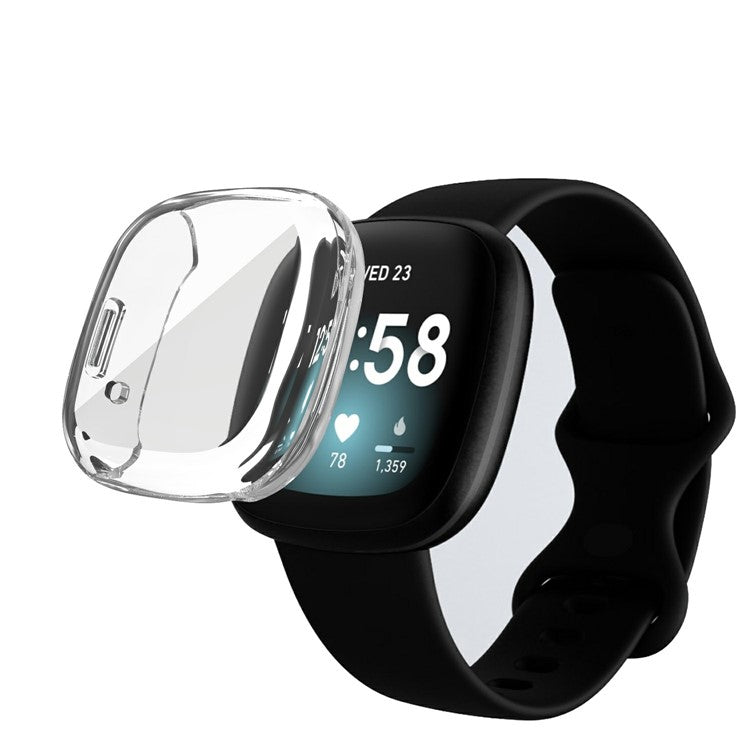 All-round Case for Fitbit Sense/Versa 3 Protective Electroplating TPU Watch Cover  - Transparent
