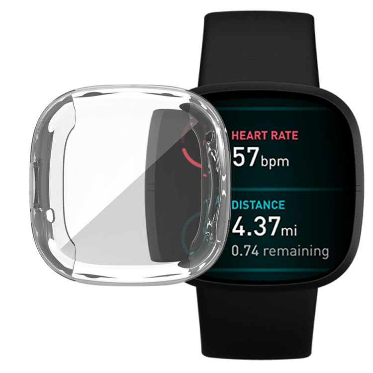 All-round Case for Fitbit Sense/Versa 3 Protective Electroplating TPU Watch Cover  - Transparent
