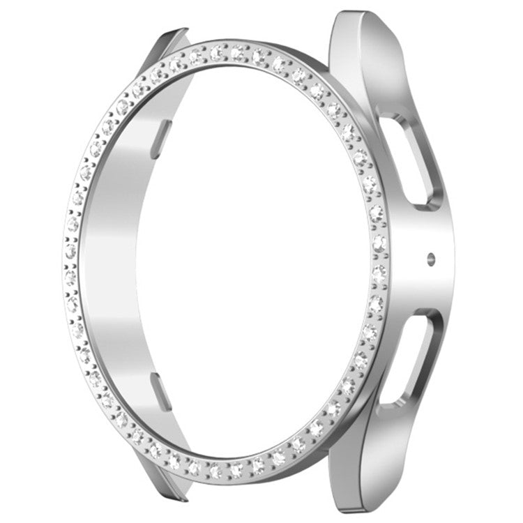 For Samsung Galaxy Watch7 44mm Case Rhinestone Decor Hard PC Watch Case Cover - Silver