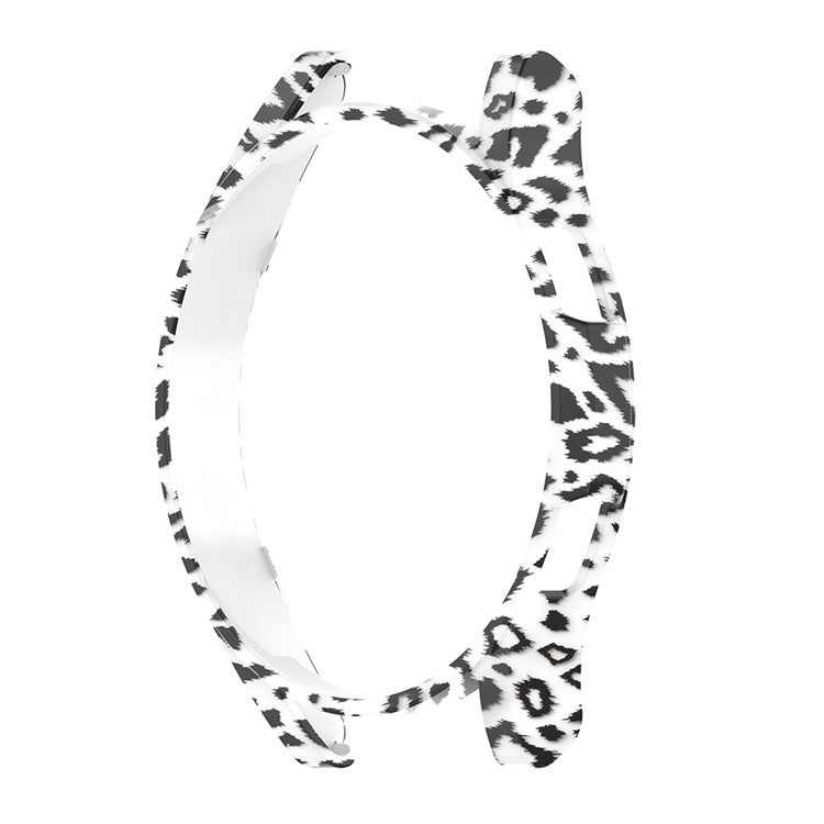 For Samsung Galaxy Watch FE 40mm SM-R861 Watch Case Hollow Hard PC Watch Cover - White Fur Leopard