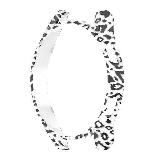 For Samsung Galaxy Watch FE 40mm SM-R861 Watch Case Hollow Hard PC Watch Cover - White Fur Leopard
