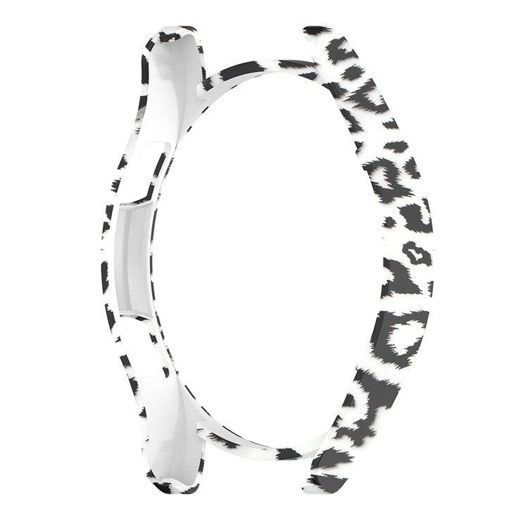 For Samsung Galaxy Watch FE 40mm SM-R861 Watch Case Hollow Hard PC Watch Cover - White Fur Leopard