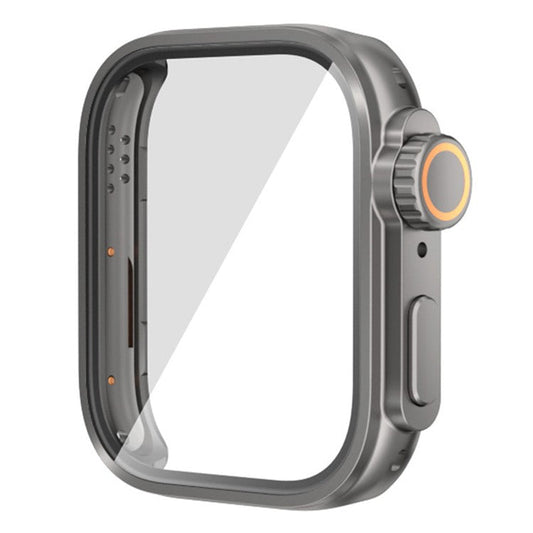 For Huawei Watch Fit 3 to iP Watch Ultra Transfer Case Hard PC Watch Case Cover with Tempered Glass Film - Titanium