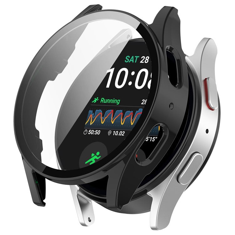 For Samsung Galaxy Watch7 44mm Integrated Watch Case Tempered Glass Screen Film - Black