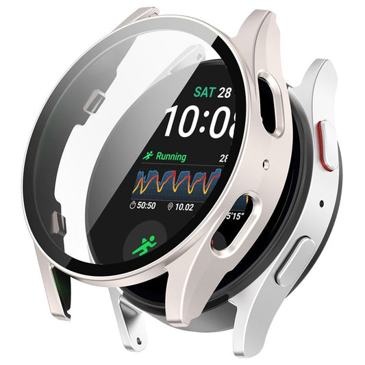 For Samsung Galaxy Watch7 44mm Integrated Watch Case Tempered Glass Screen Film - Matte Starlight