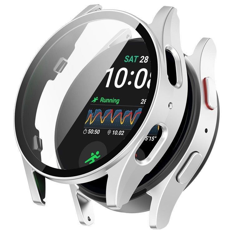 For Samsung Galaxy Watch7 44mm Integrated Watch Case Tempered Glass Screen Film - Matte Silver