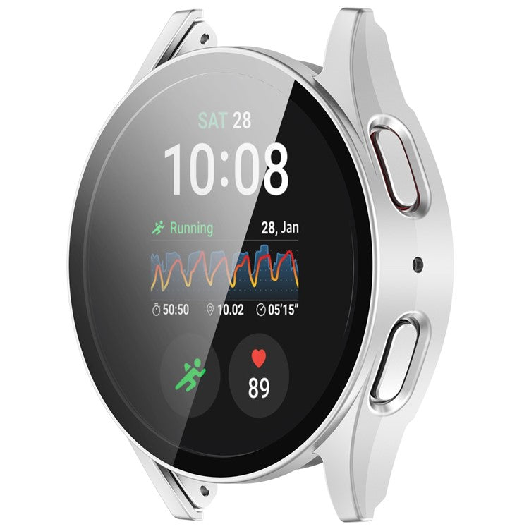 For Samsung Galaxy Watch7 44mm Integrated Watch Case Tempered Glass Screen Film - Matte Silver