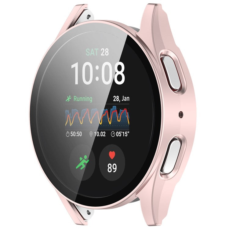 For Samsung Galaxy Watch7 44mm Integrated Watch Case Tempered Glass Screen Film - Matte Pink