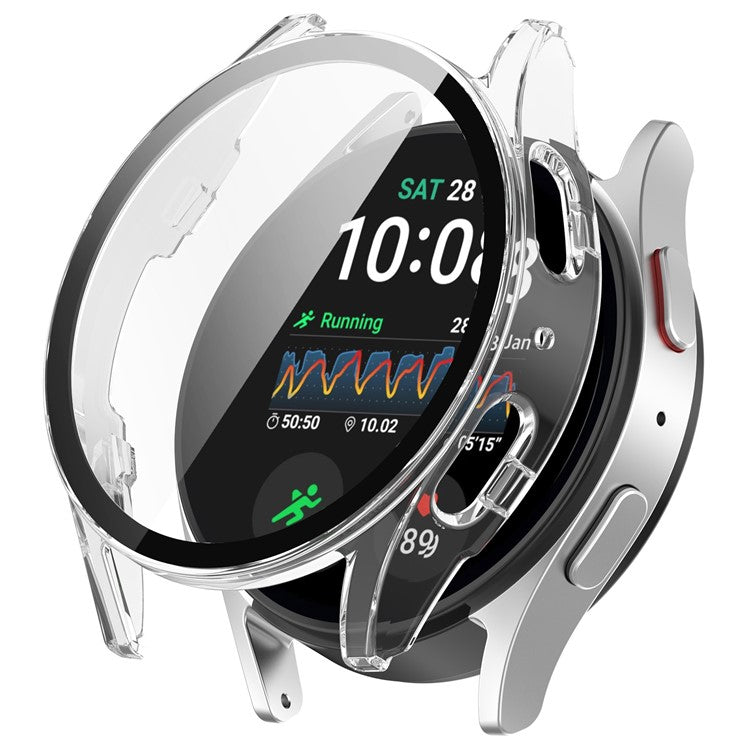For Samsung Galaxy Watch7 44mm Integrated Watch Case Tempered Glass Screen Film - Transparent