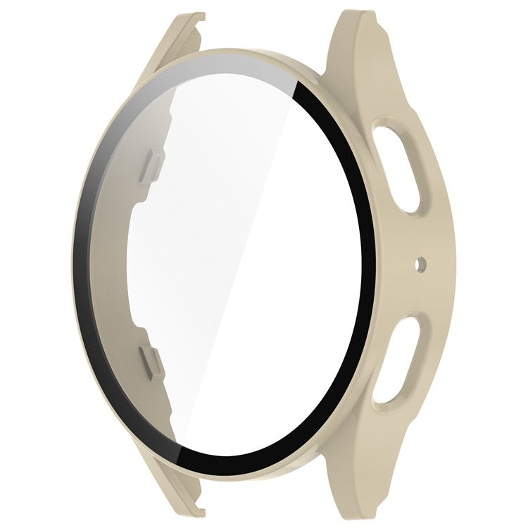 For Samsung Galaxy Watch7 44mm Integrated Watch Case Tempered Glass Screen Film - Ivory White