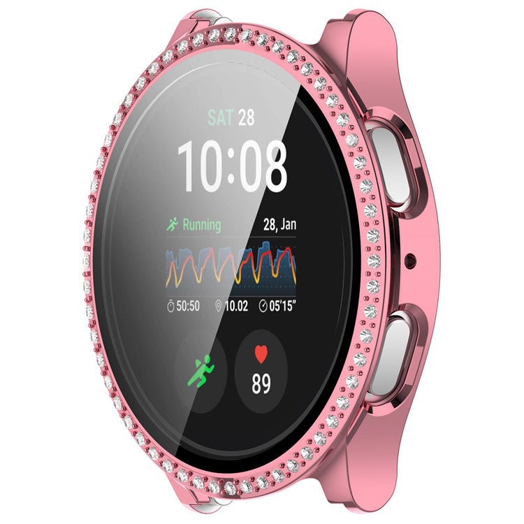 For Samsung Galaxy Watch7 44mm Bling Case Electroplating PC Watch Cover with Built-In Screen Protector - Pink