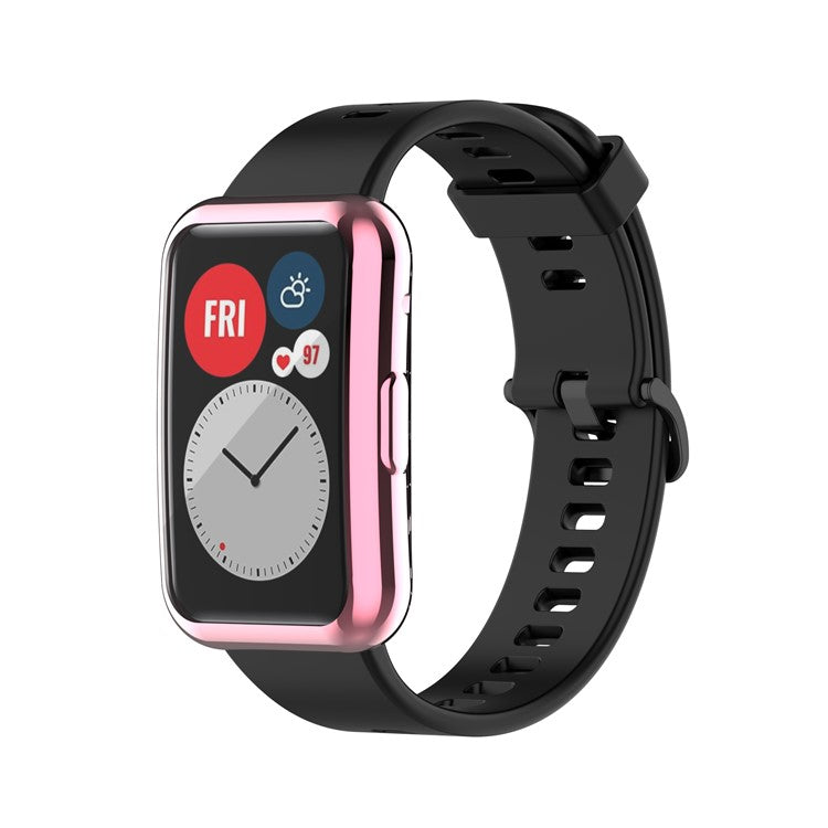 Electroplating TPU Watch Cover for Huawei Watch Fit All-round Protective Protector - Pink