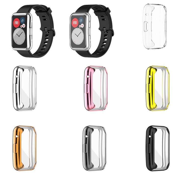 Electroplating TPU Watch Cover for Huawei Watch Fit All-round Protective Protector - Pink