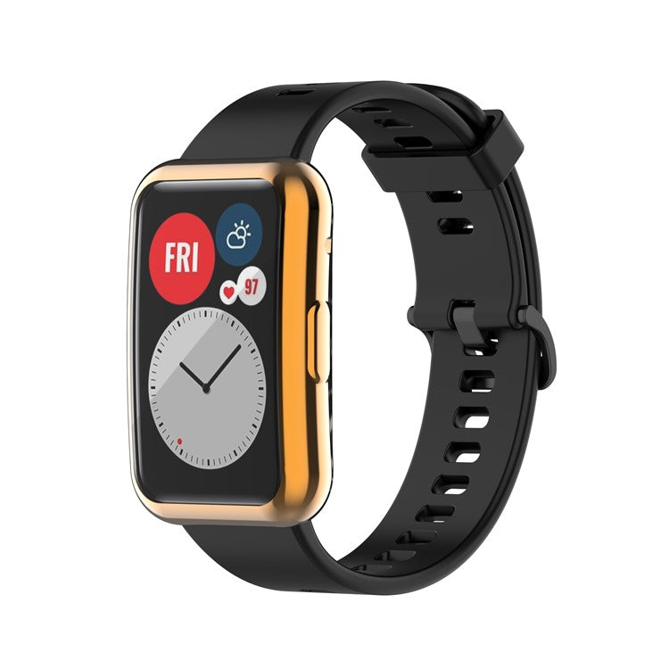 Electroplating TPU Watch Cover for Huawei Watch Fit All-round Protective Protector - Rose Gold