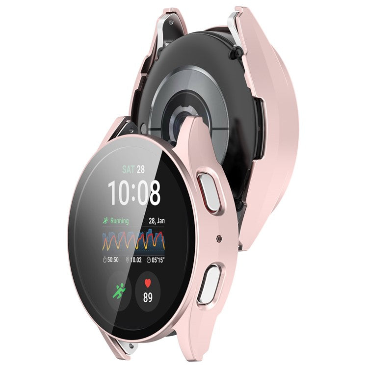 For Samsung Galaxy Watch7 40mm Watch Case PC Cover with Tempered Glass Screen Protector - Matte Pink