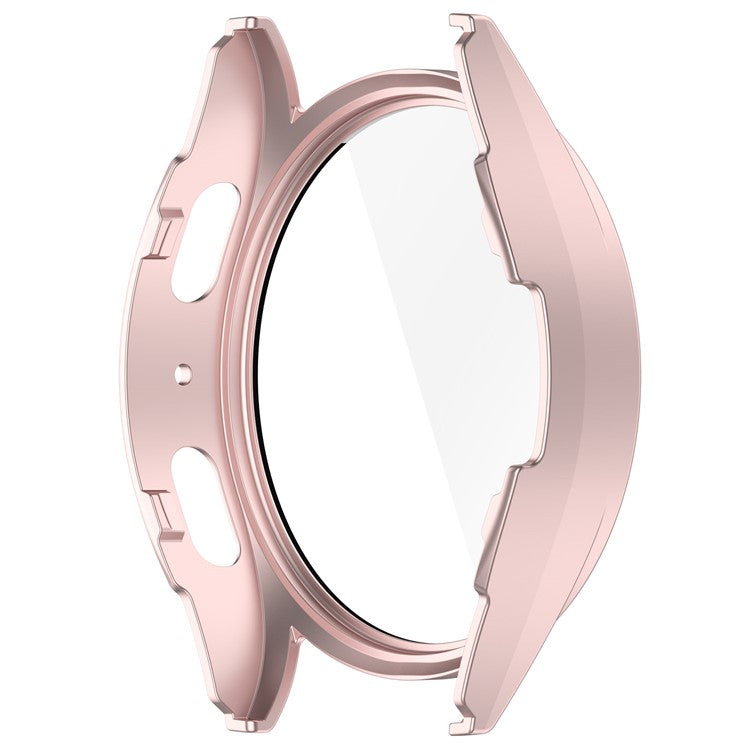 For Samsung Galaxy Watch7 40mm Watch Case PC Cover with Tempered Glass Screen Protector - Matte Pink