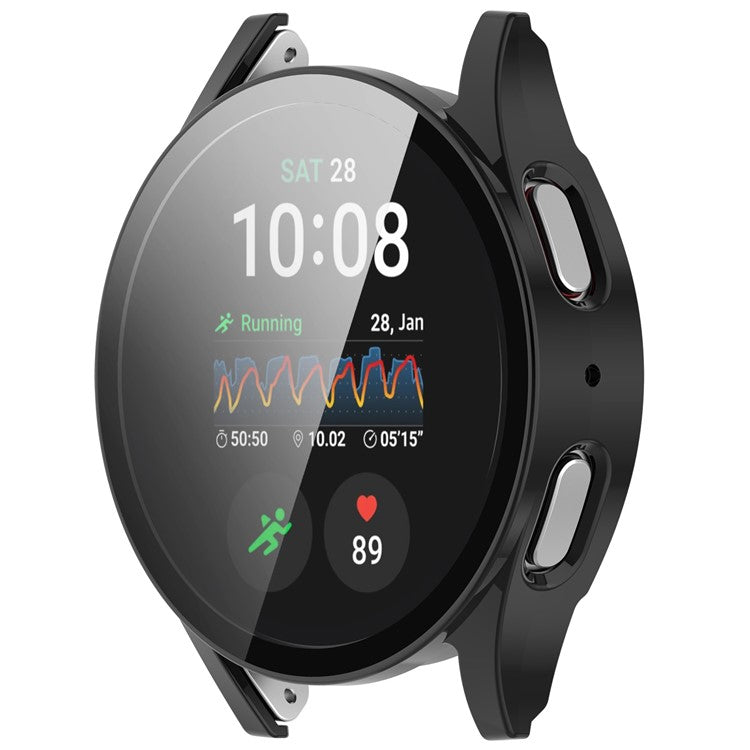 For Samsung Galaxy Watch7 40mm PC Watch Case with Tempered Glass Screen Film - Black