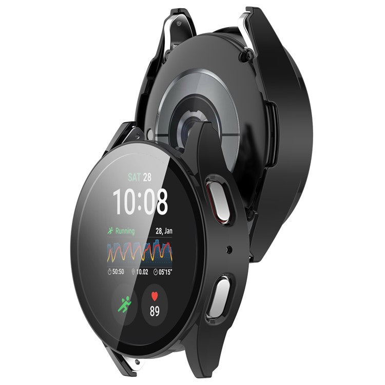 For Samsung Galaxy Watch7 40mm PC Watch Case with Tempered Glass Screen Film - Black