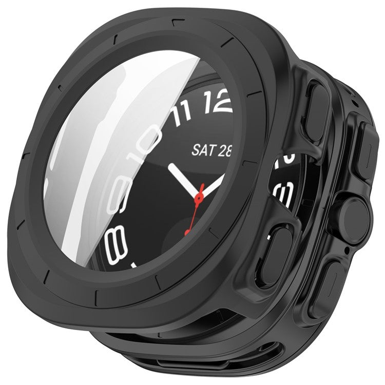 For Samsung Galaxy Watch Ultra 47mm Watch Case Tempered Glass Screen Protector Hard PC Cover - Matte Black