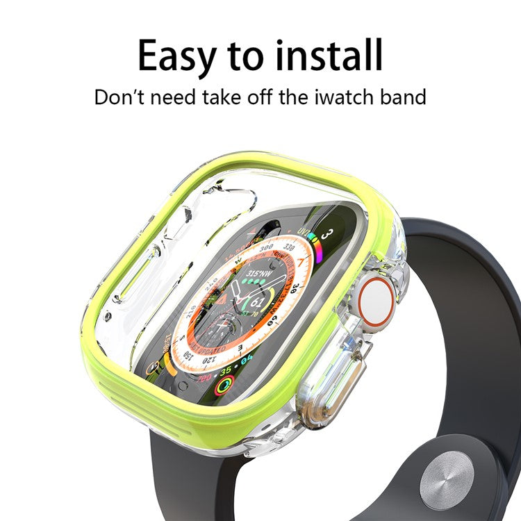 For Apple Watch Ultra / Ultra 2 49mm Hollow-Out PC+TPU Protection Cover Watch Frame Case - Yellow