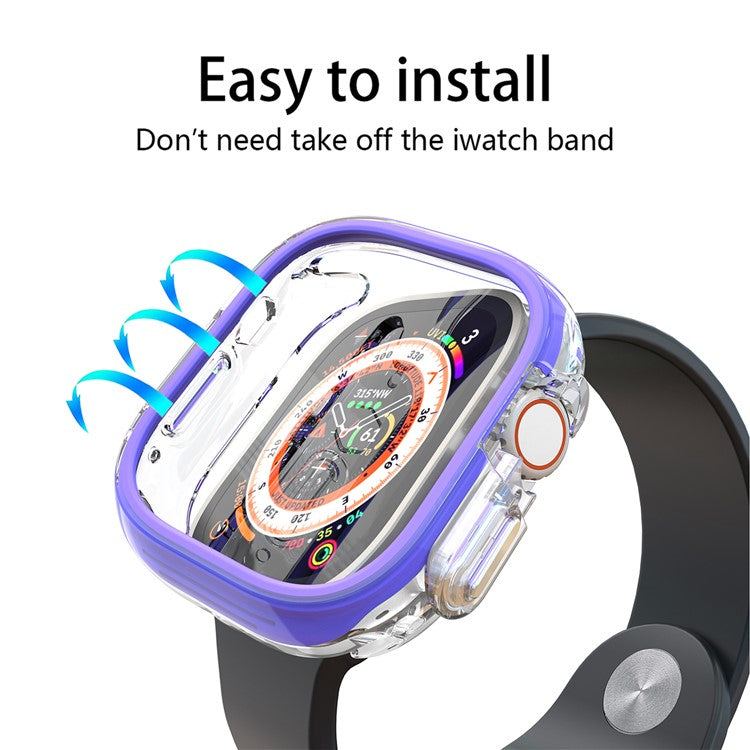 For Apple Watch Ultra / Ultra 2 49mm Hollow-Out PC+TPU Protection Cover Watch Frame Case - Purple