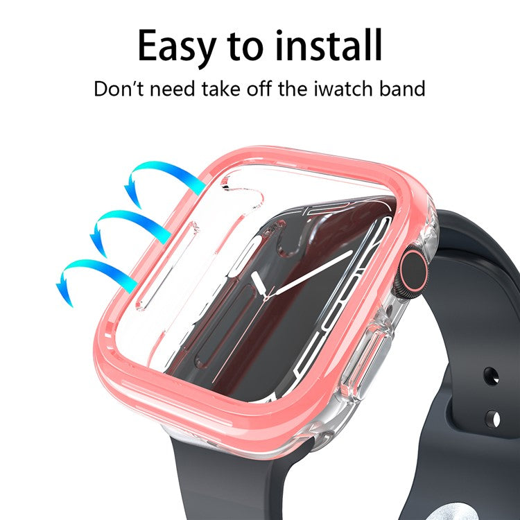 For Apple Watch Series 7 / 8 / 9 45mm Hollow-Out PC+TPU Protection Cover Watch Frame Case - Pink