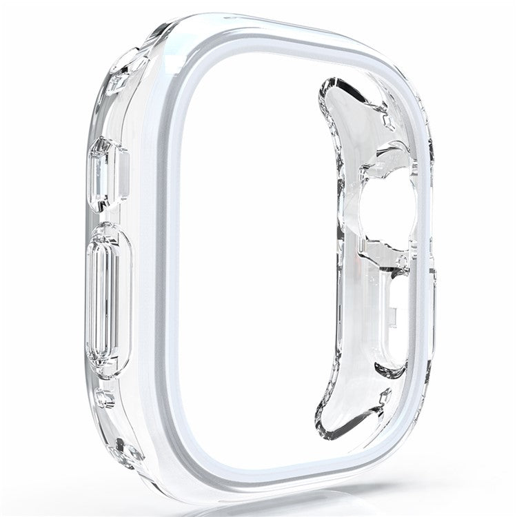 For Apple Watch 7 / 8 / 9 41mm Hollow-Out PC+TPU Protection Cover Watch Frame Case - White