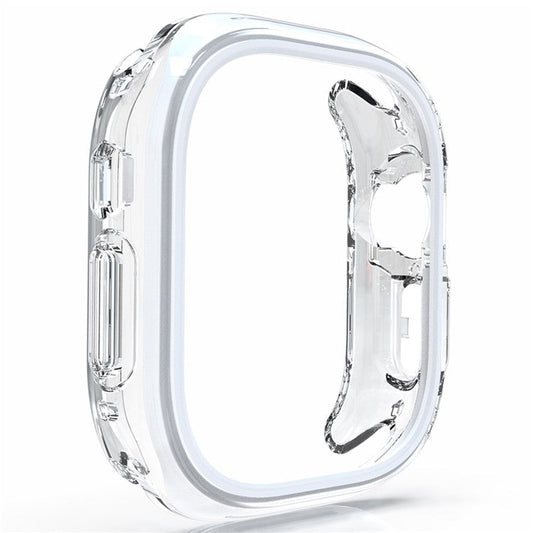 For Apple Watch 7 / 8 / 9 41mm Hollow-Out PC+TPU Protection Cover Watch Frame Case - White
