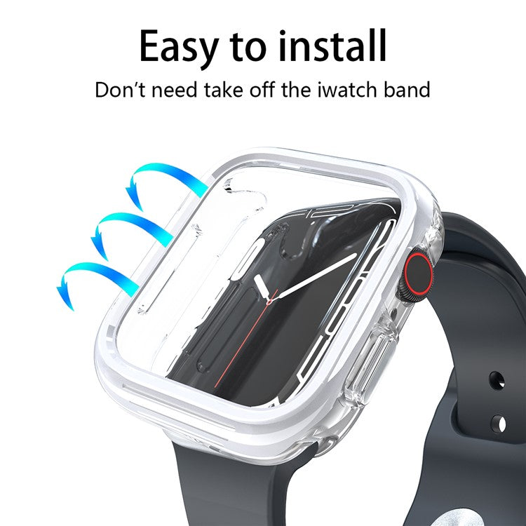 For Apple Watch 7 / 8 / 9 41mm Hollow-Out PC+TPU Protection Cover Watch Frame Case - White