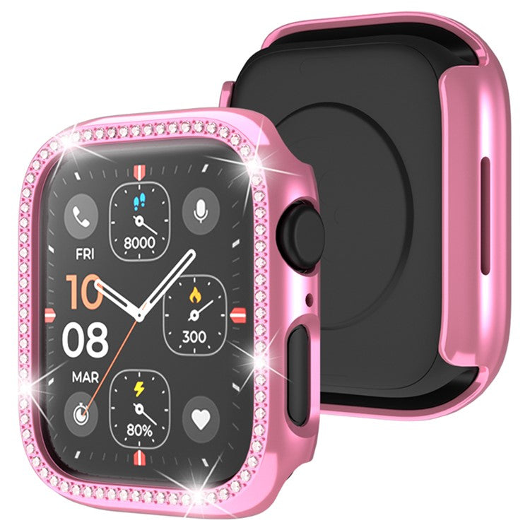 For Apple Watch Series 4  /  5  /  6  /  SE  /  SE (2022) 40mm Rhinestone Decor Hollow Out Electroplating PC Watch Case - Pink