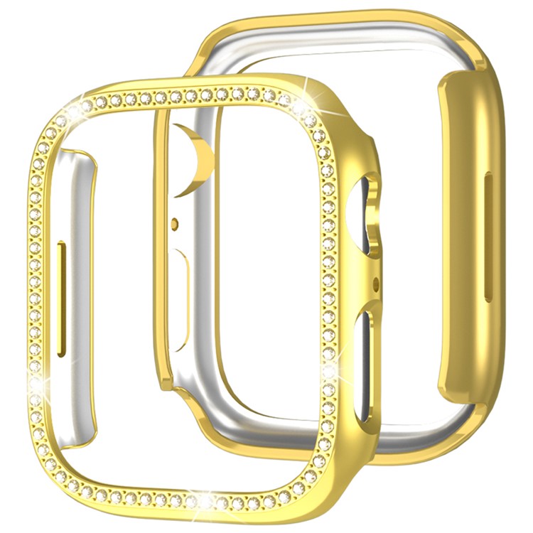 For Apple Watch Series 4  /  5  /  6  /  SE  /  SE (2022) 40mm Rhinestone Decor Hollow Out Electroplating PC Watch Case - Gold