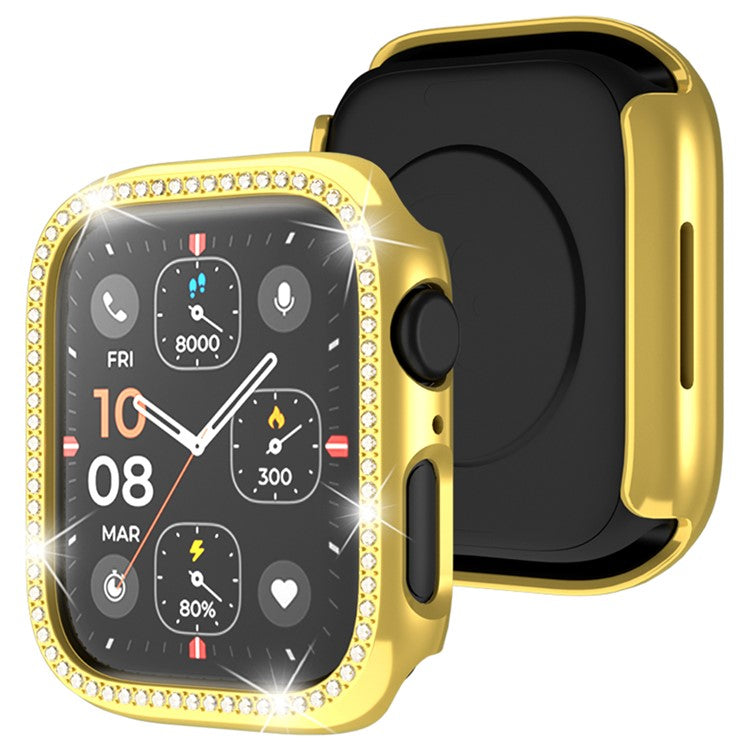 For Apple Watch Series 4  /  5  /  6  /  SE  /  SE (2022) 40mm Rhinestone Decor Hollow Out Electroplating PC Watch Case - Gold