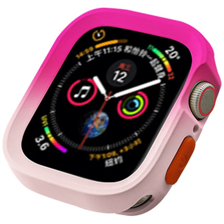 For Apple Watch Series 4  /  5  /  6  /  SE  /  SE (2022) 44mm  /  7  /  8  /  9 45mm Dual Color TPU Watch Case - Rose
