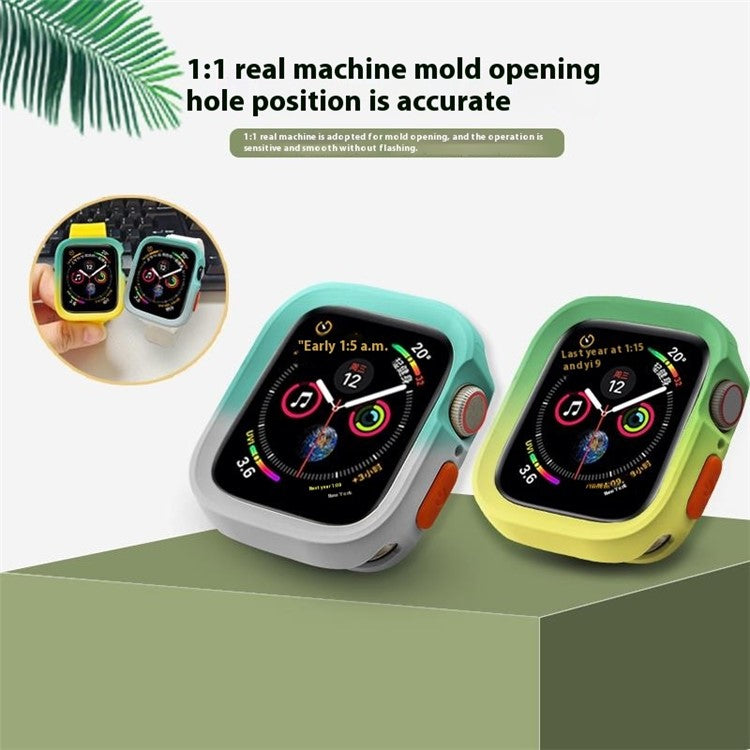 For Apple Watch Series 4  /  5  /  6  /  SE  /  SE (2022) 44mm  /  7  /  8  /  9 45mm Dual Color TPU Watch Case - Rose