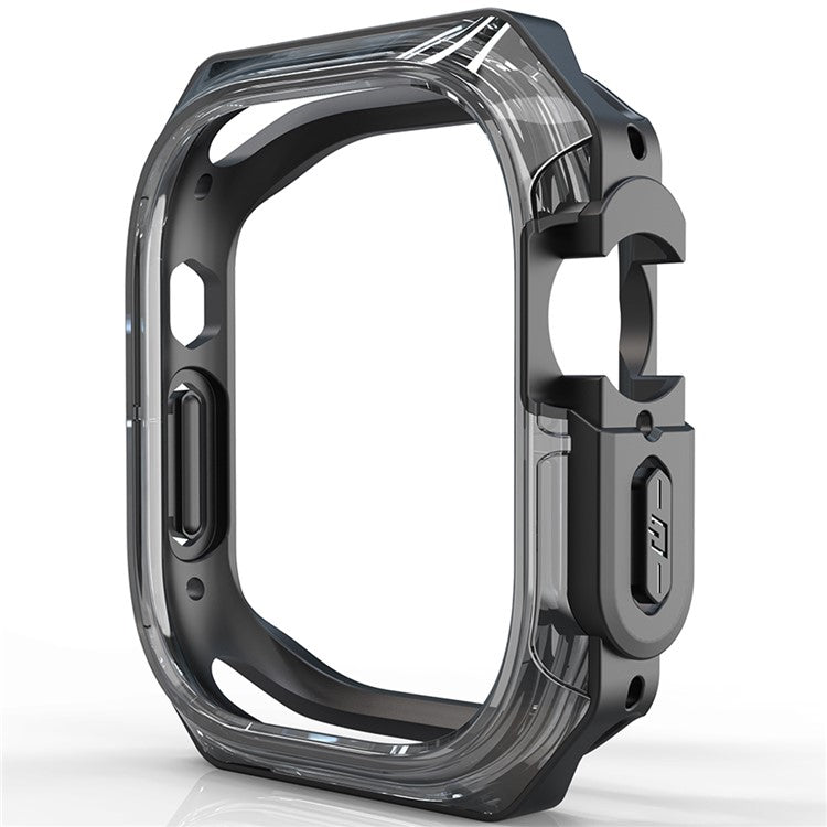 For Apple Watch Series 7 / 8 / 9 41mm Watch Frame Case PC+TPU Smartwatch Edge Protector - Transparent Black